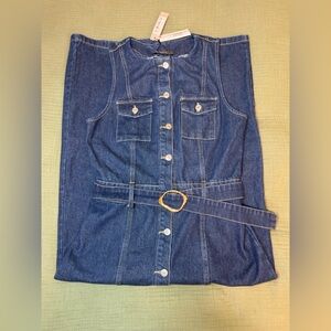 MICAS Denim Button-Front Maxi Dress Size Large New With Tag